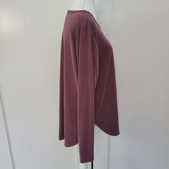 Arula Size Est M Mauve Long Sleeve Stretch Tee Draped Soft Lounge Boho - Picture 2 of 8